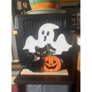 Halloween Decorations Indoor Wooden Black Cat Halloween Decor Ghost Table Sign